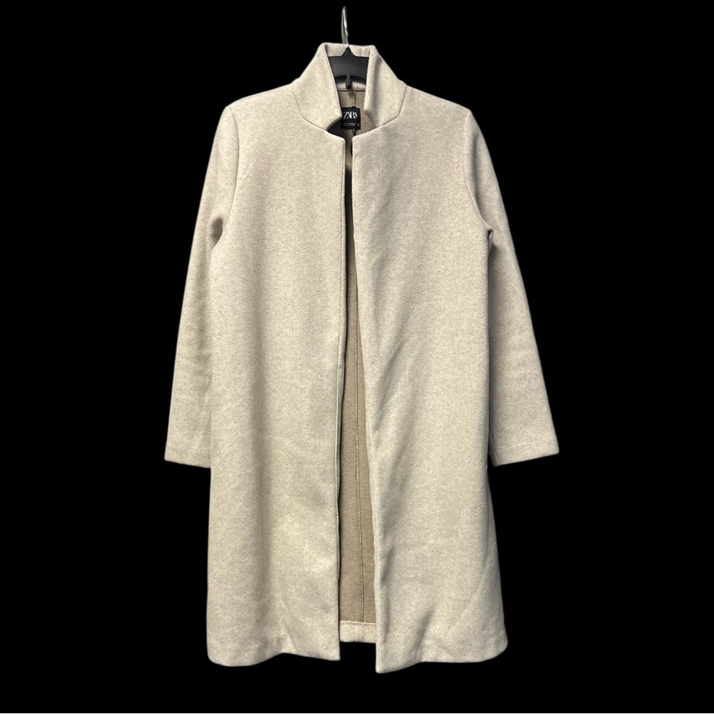 Zara Unisex Open Front Beige Trench Coat Size Medium